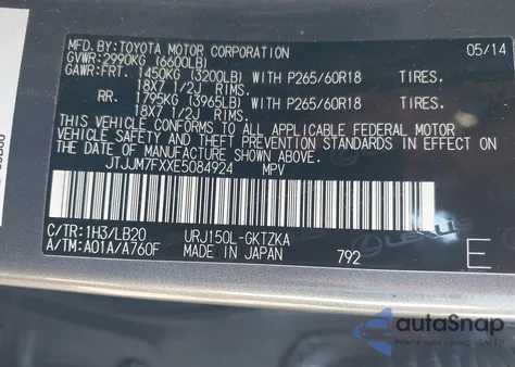 2014 Lexus Gx 460 Luxury from USA, damaged, VIN JTJJM7FXXE5084924